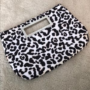 White and Black leapord clutch purse.